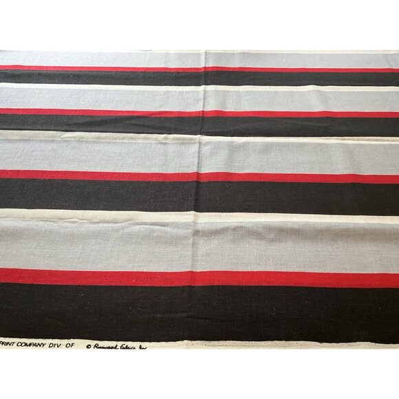 The Rosewood Print Linen Blend Fabric Black, Red and Grey Striped 4 Yards x 58" - Picture 8 of 8